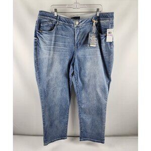 Democracy Jeans Women Plus 22W Blue AB Solution Stretch Straight Leg (42x27) NWT